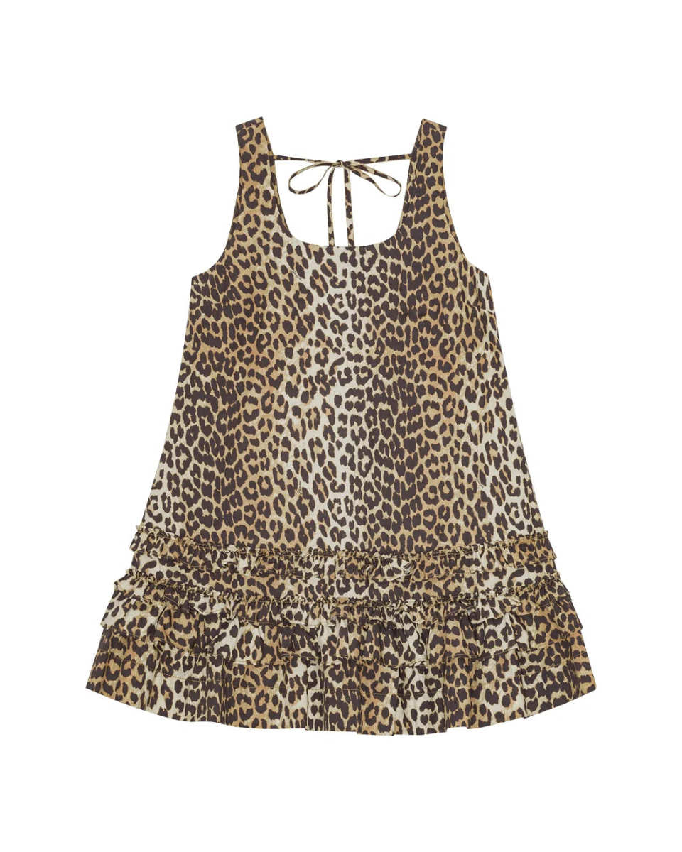 Leopard Cotton Poplin Mini Dress