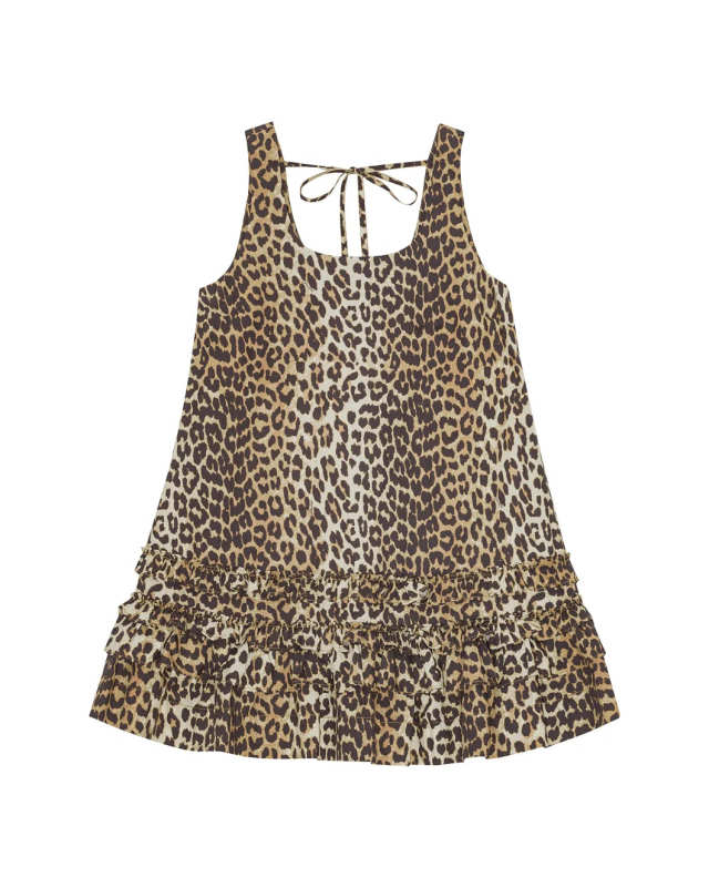 Leopard Cotton Poplin Mini Dress