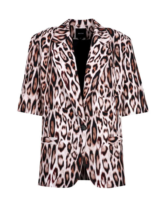 Short Sleeve Oversized Blazer Leopard