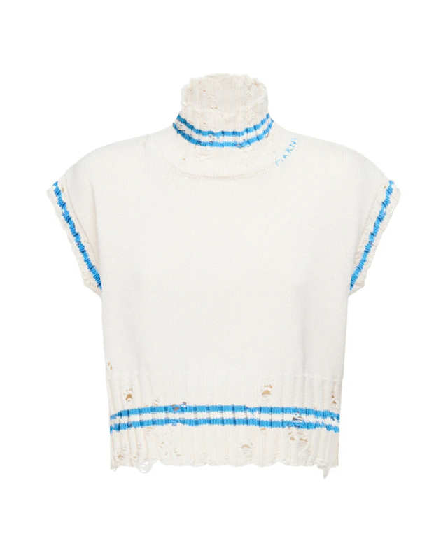 Sleeveless Disheveled Turtleneck Sweater