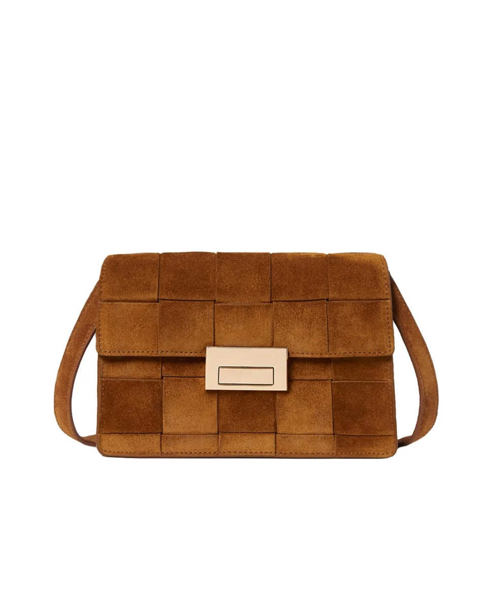 Delphine Cacao Suede Shoulder Bag