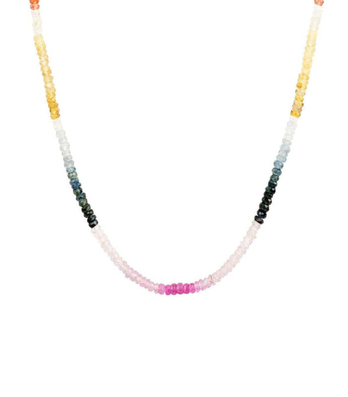 Graduated Rainbow Sapphire Beaded Necklac