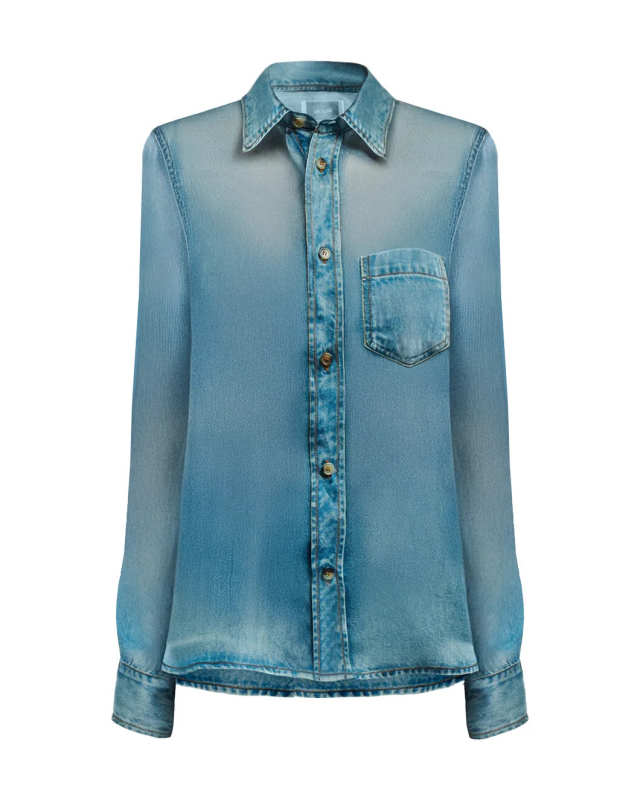 Ronda Sheer Denim Print Shirt