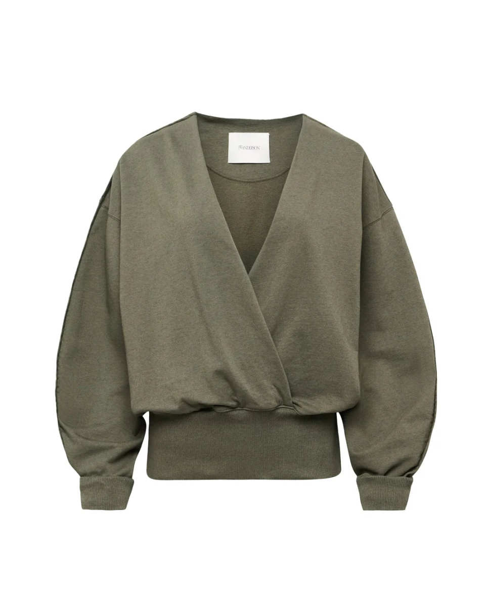 Rounded Wrap-Front Sweatshirt