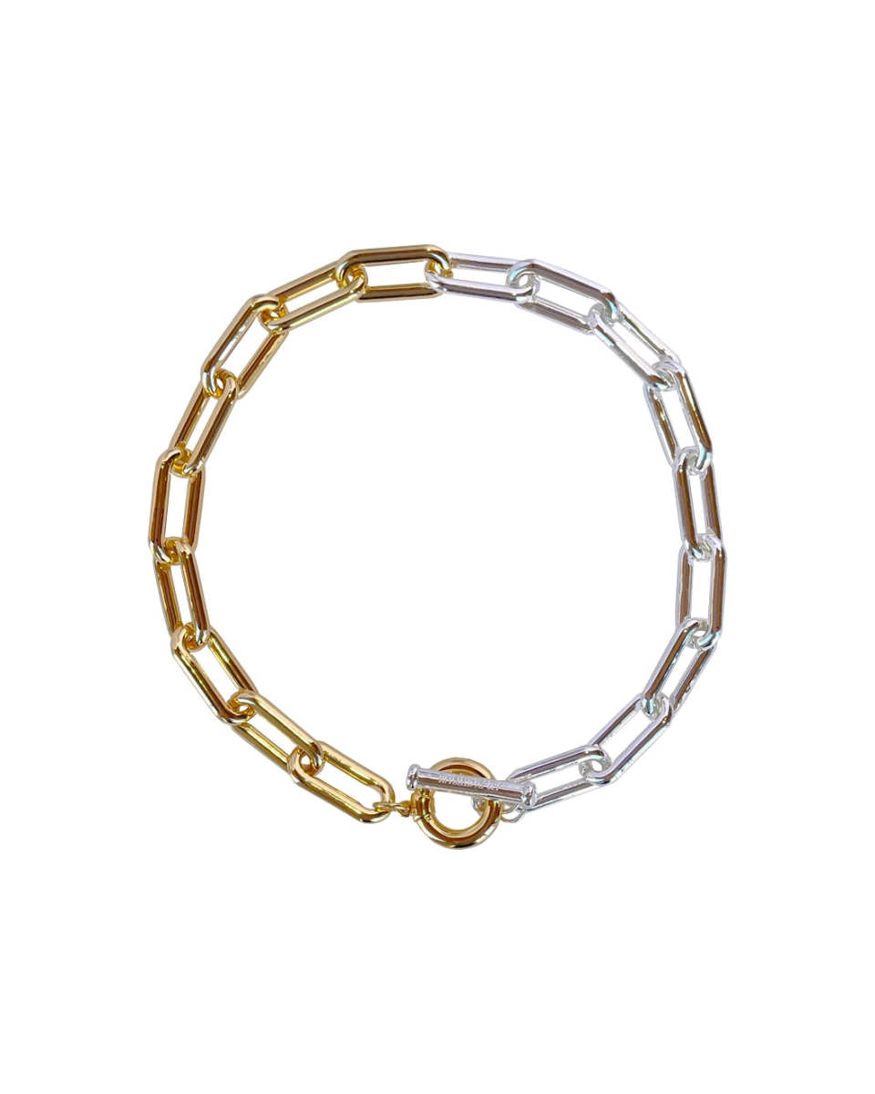 Half Gold Half Silver Chain Necklace