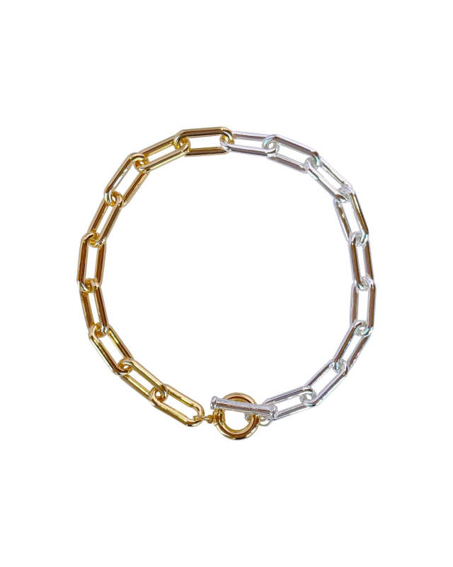 Half Gold Half Silver Chain Necklace