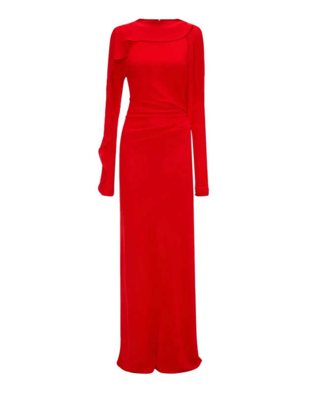 Draped Jersey Gown In Cayenne
