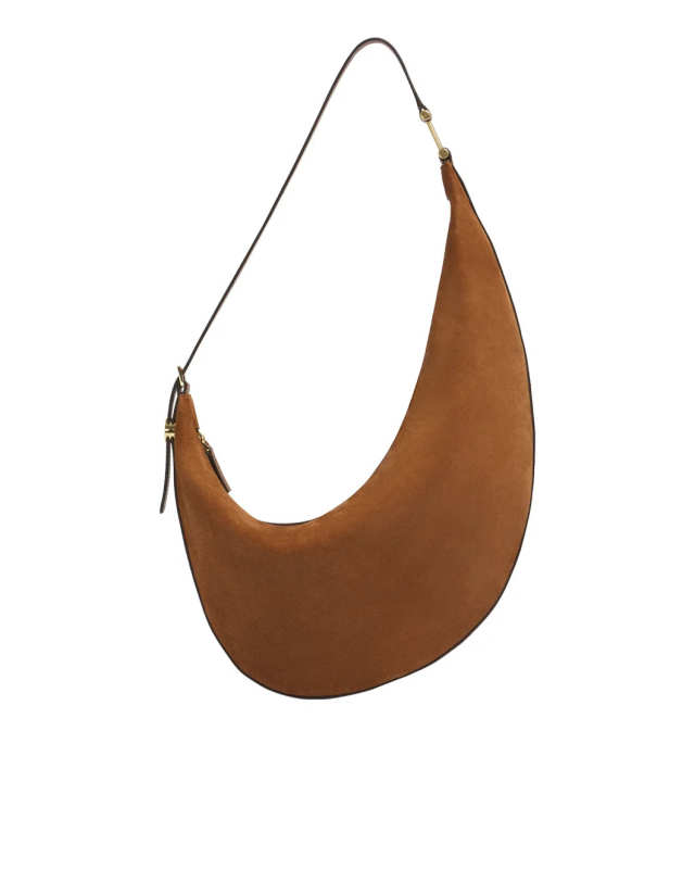 Brown Suede Dot Small Hobo Bag