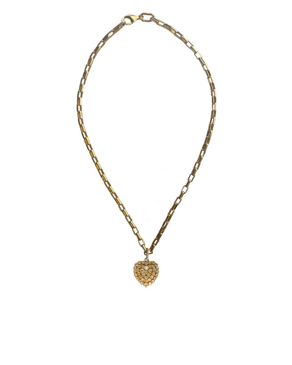 Moonstone Diamond Heart Necklace