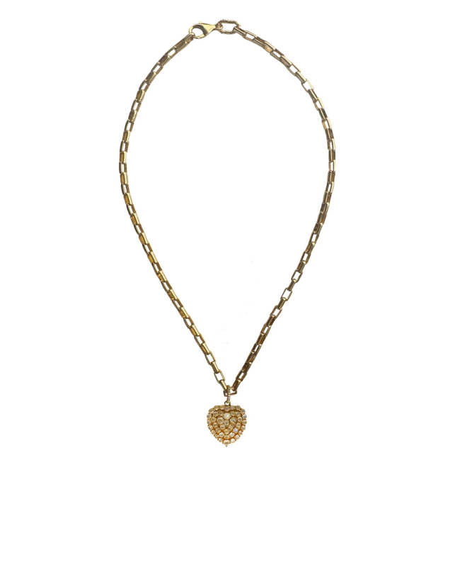 Moonstone Diamond Heart Necklace