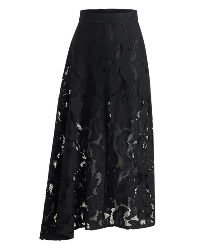 Asymmetric Midi Skirt in Organic Cotton Blend Lace