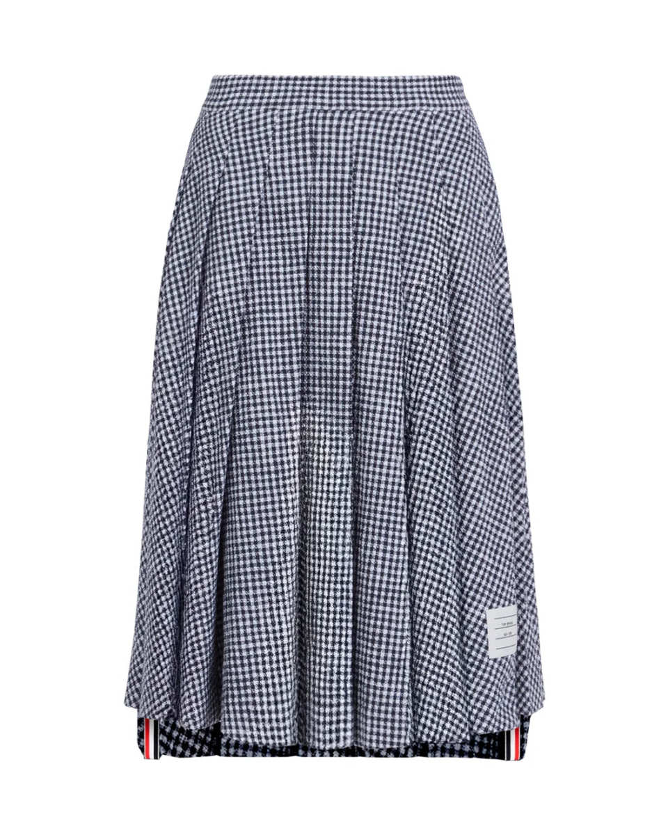 Pleated Tweed Midi Skirt
