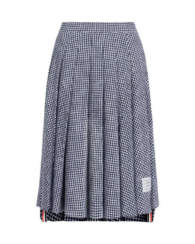 Pleated Tweed Midi Skirt