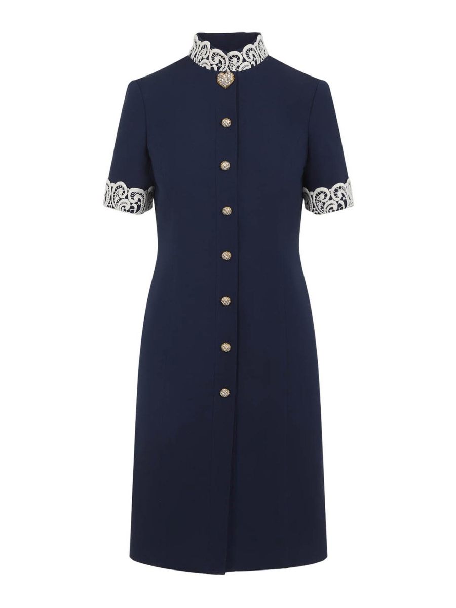 Valentino Robe Au Genou - Bleu Foncé