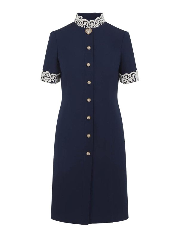 Valentino Robe Au Genou - Bleu Foncé