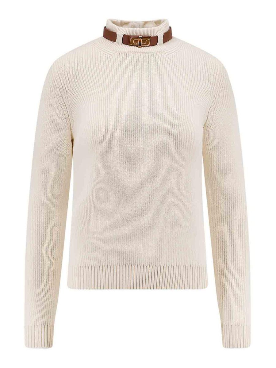 Elisabetta Franchi Pull Col Bateau - Blanc