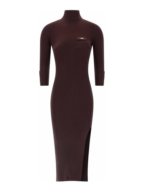 Elisabetta Franchi Robe Au Genou - Rouge Brun