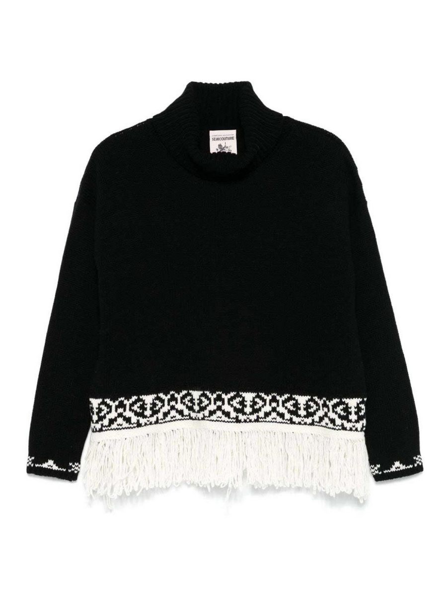 Semicouture Pull Col Rond - Noir