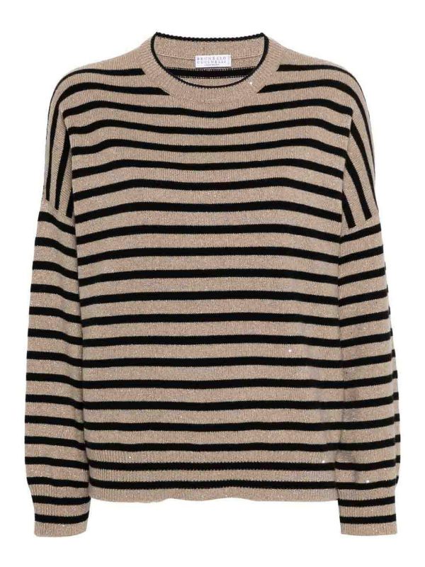 Brunello Cucinelli Pull Col Rond - Marron