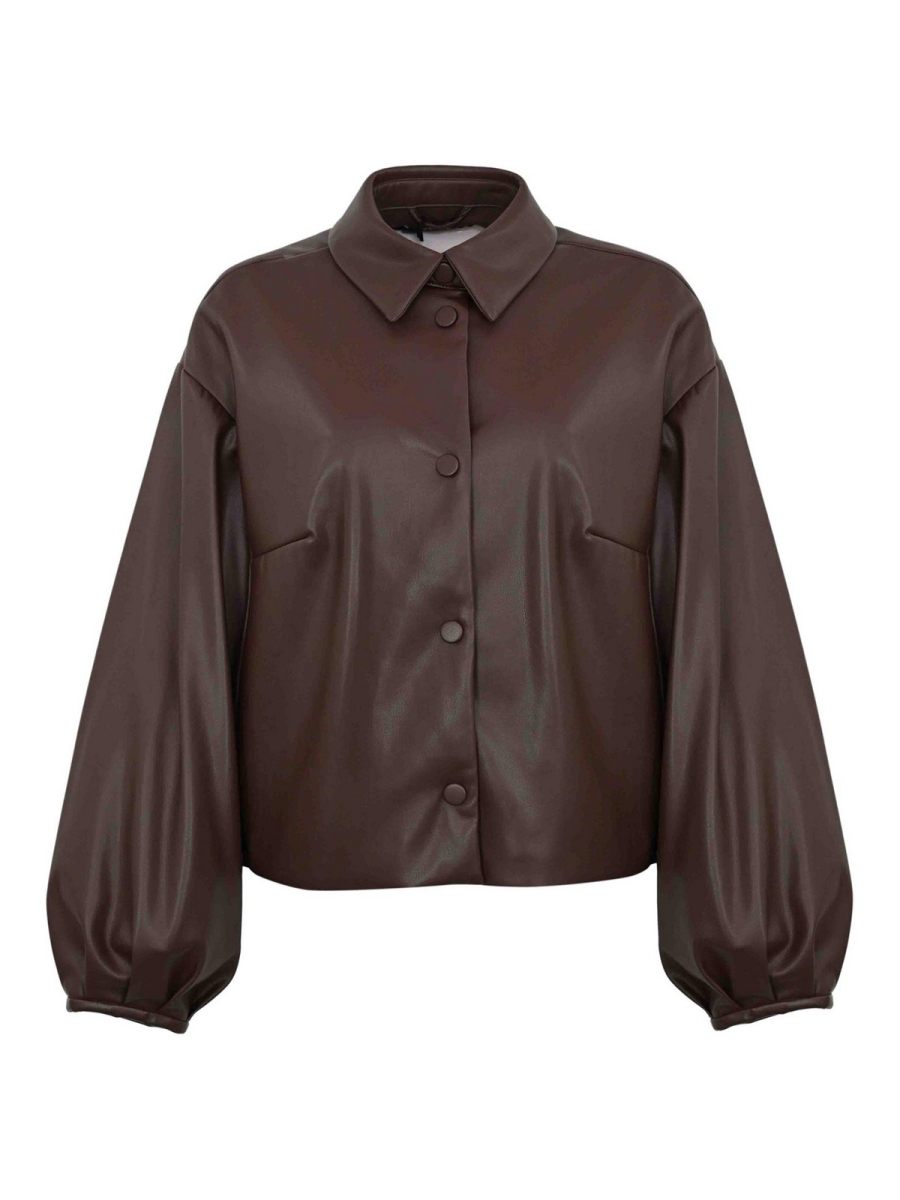 Twinset Blouson En Cuir - Camel