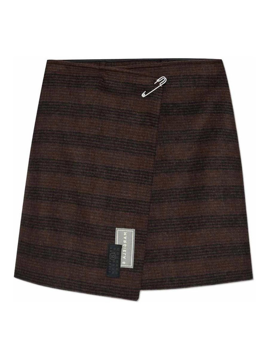 MM6 Maison Margiela Jupe Midi - Marron