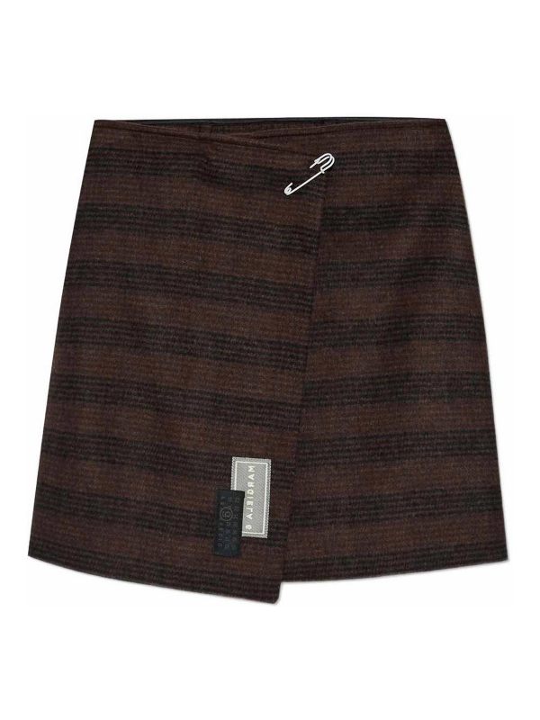 MM6 Maison Margiela Jupe Midi - Marron