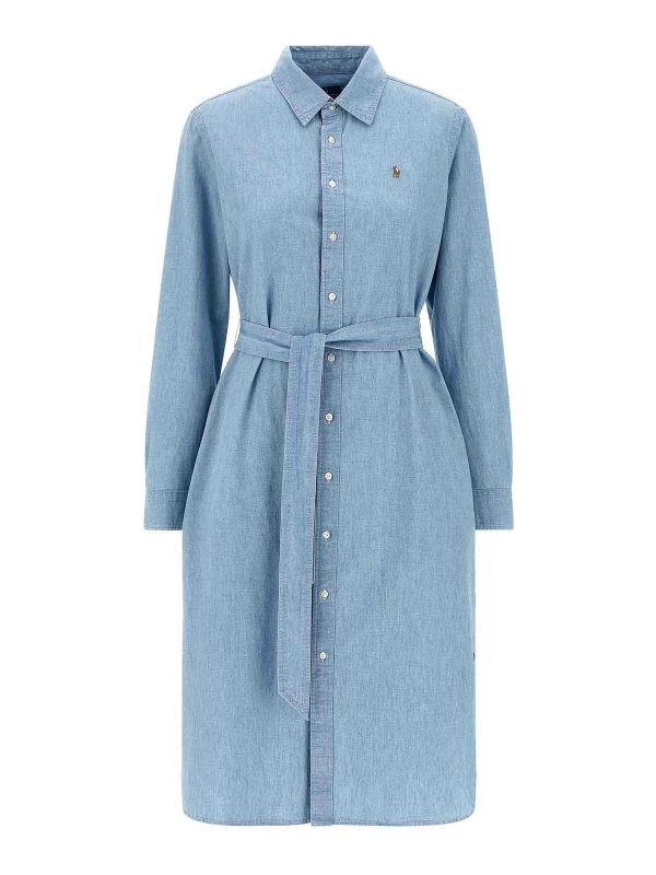 Polo Ralph Lauren Robe Au Genou - Bleu Clair