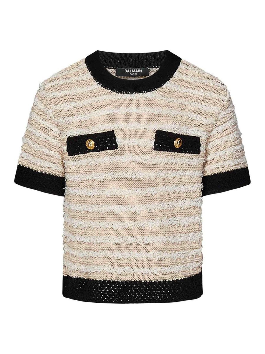 Balmain Pull Col Rond - Beige