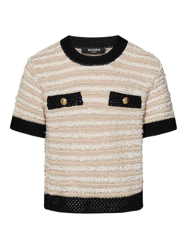 Balmain Pull Col Rond - Beige