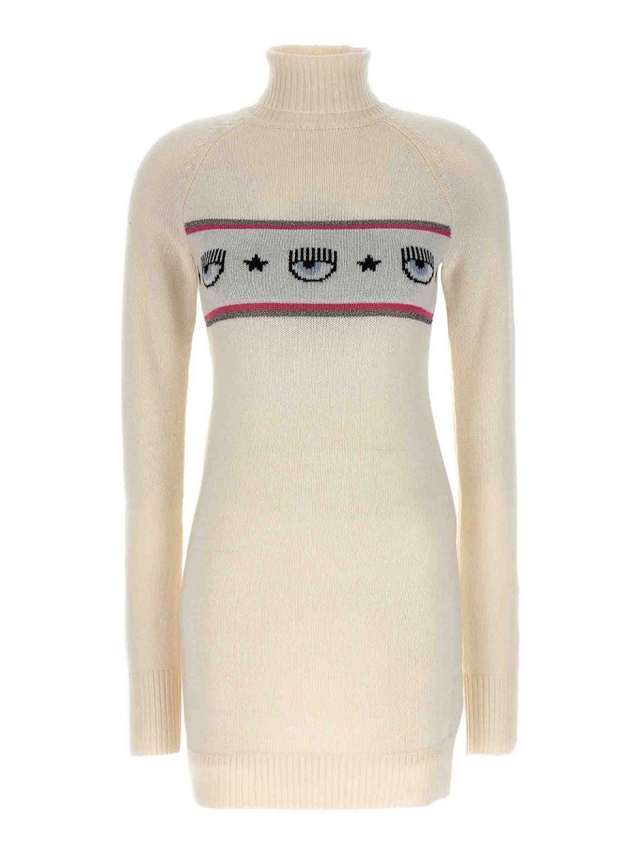 Chiara Ferragni Robe Au Genou - Blanc