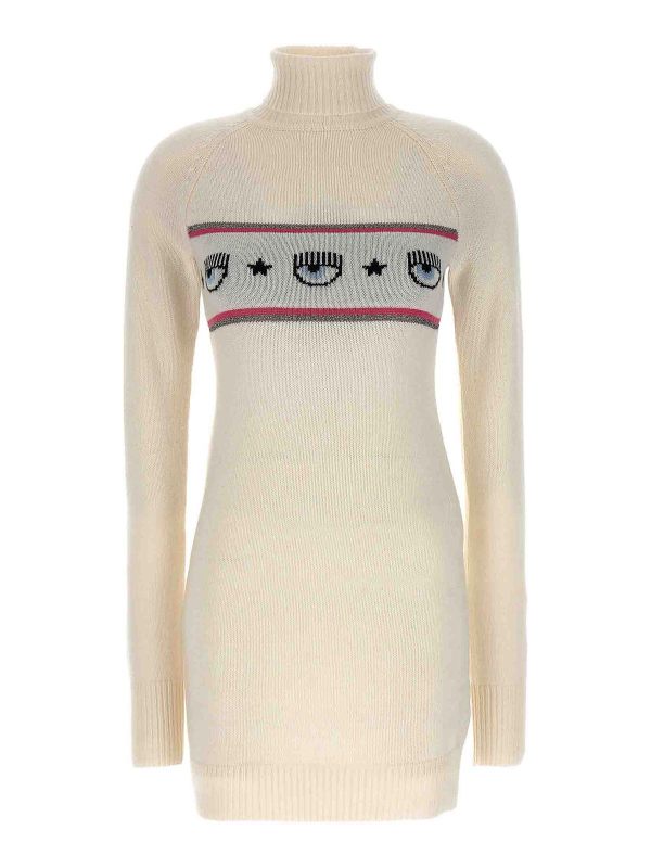Chiara Ferragni Robe Au Genou - Blanc