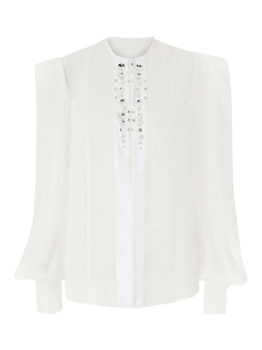 Genny Pull Col Rond - Blanc