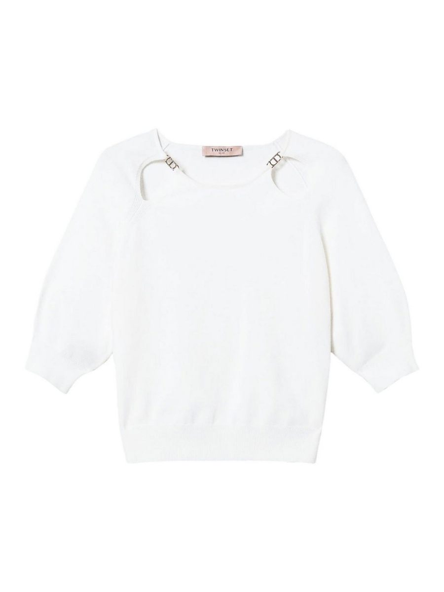 Twinset Pull Col Rond - Blanc