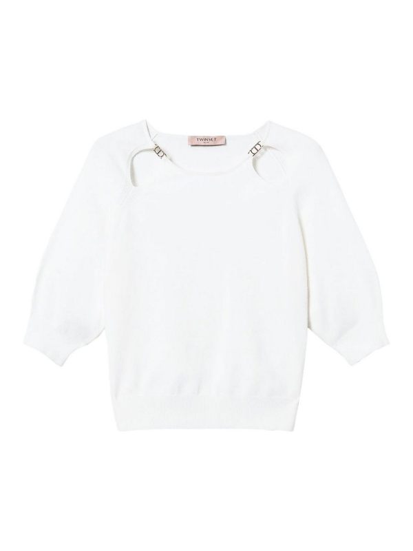 Twinset Pull Col Rond - Blanc
