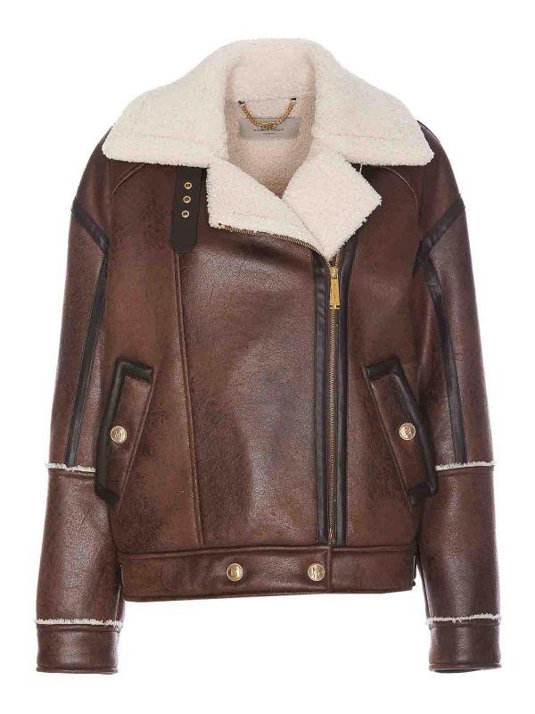 Elisabetta Franchi Blouson En Cuir - Marron