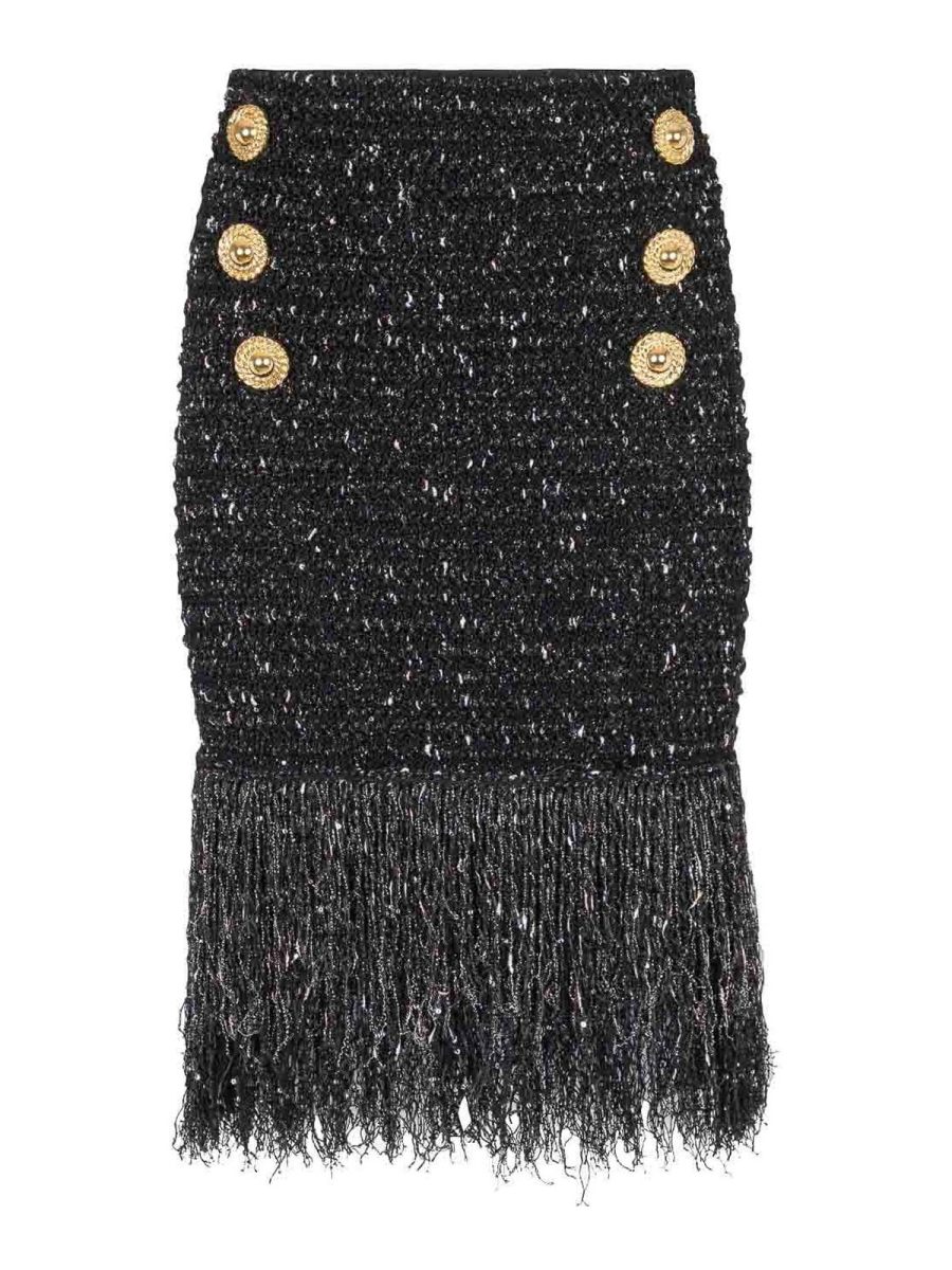 Balmain Jupe Midi - Noir
