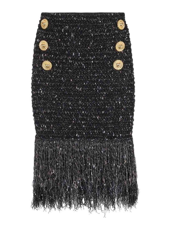 Balmain Jupe Midi - Noir