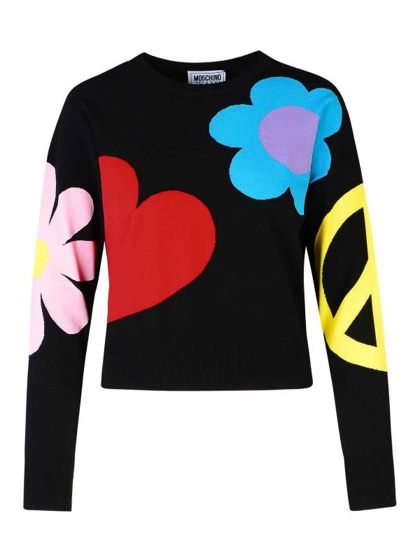 Moschino Jeans Pull Col Rond - Noir