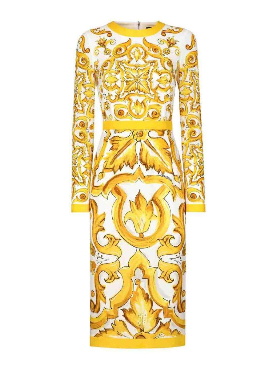 Dolce & Gabbana Robe Au Genou - Jaune