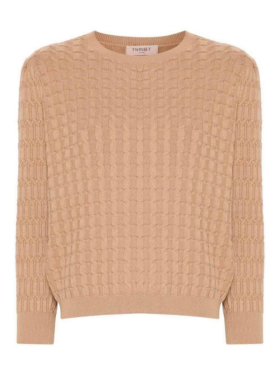 Twinset Pull Col Rond - Marron