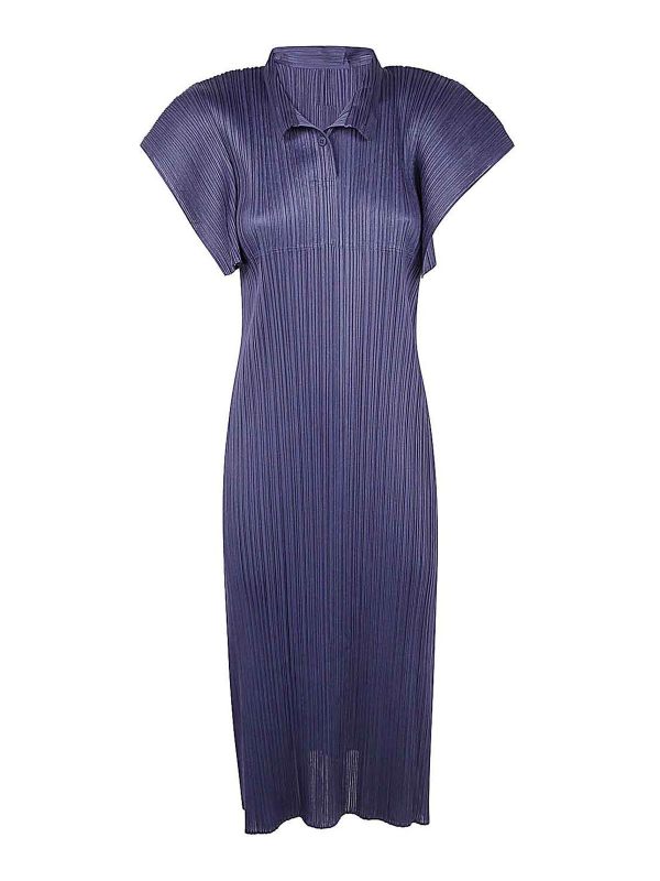 Pleats Please Issey Miyake Robe Au Genou - Bleu