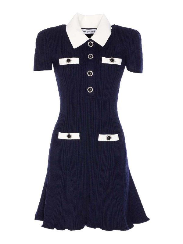 Self Portrait Robe Courte - Bleu