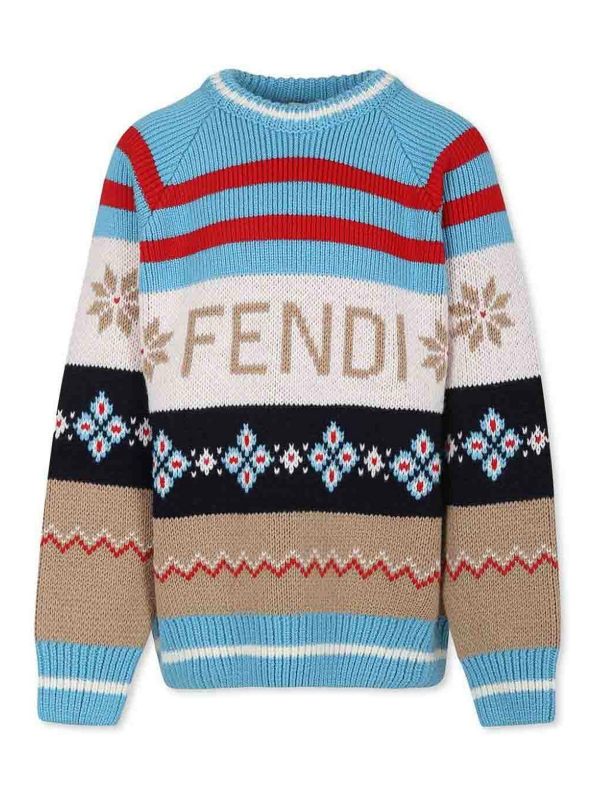 Fendi Jr Pull Col Rond - Multicolore