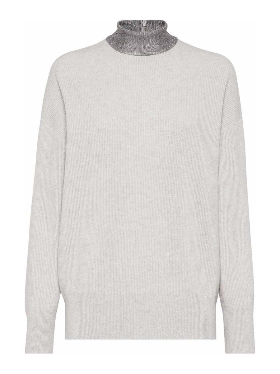 Brunello Cucinelli Pull Col Rond - Blanc