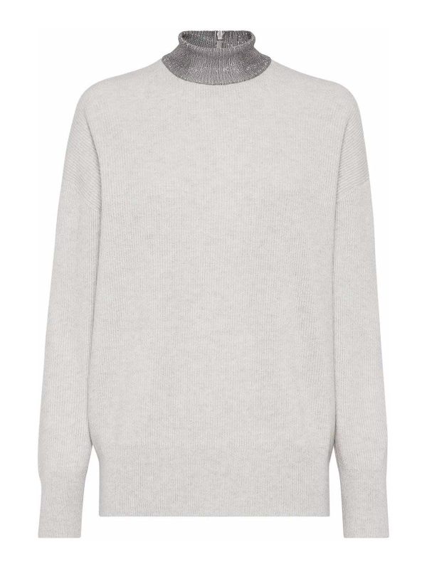 Brunello Cucinelli Pull Col Rond - Blanc