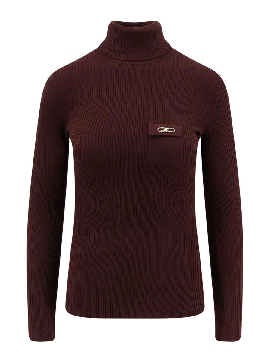 Elisabetta Franchi Pull Col Roulé - Bordeaux
