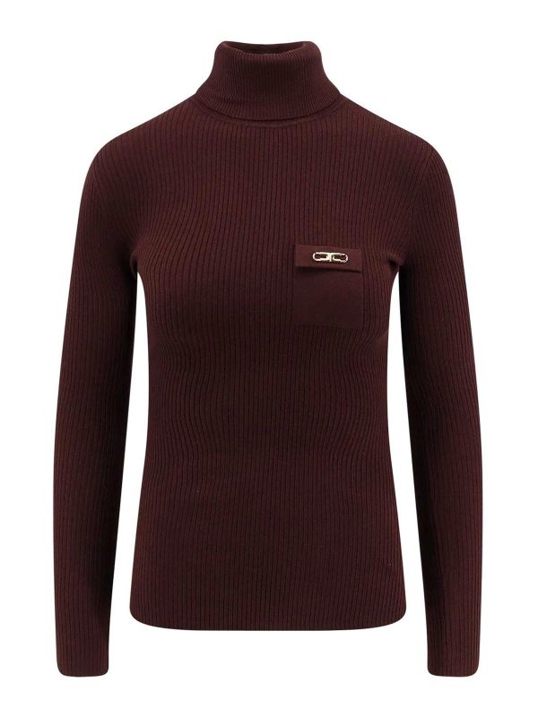 Elisabetta Franchi Pull Col Roulé - Bordeaux