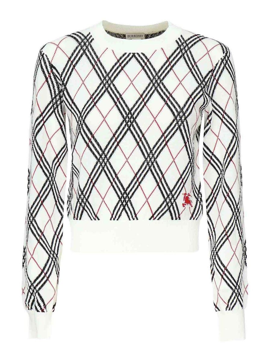 Burberry Pull Col Rond - Blanc