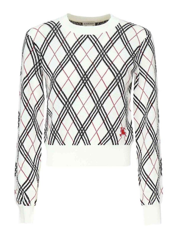 Burberry Pull Col Rond - Blanc