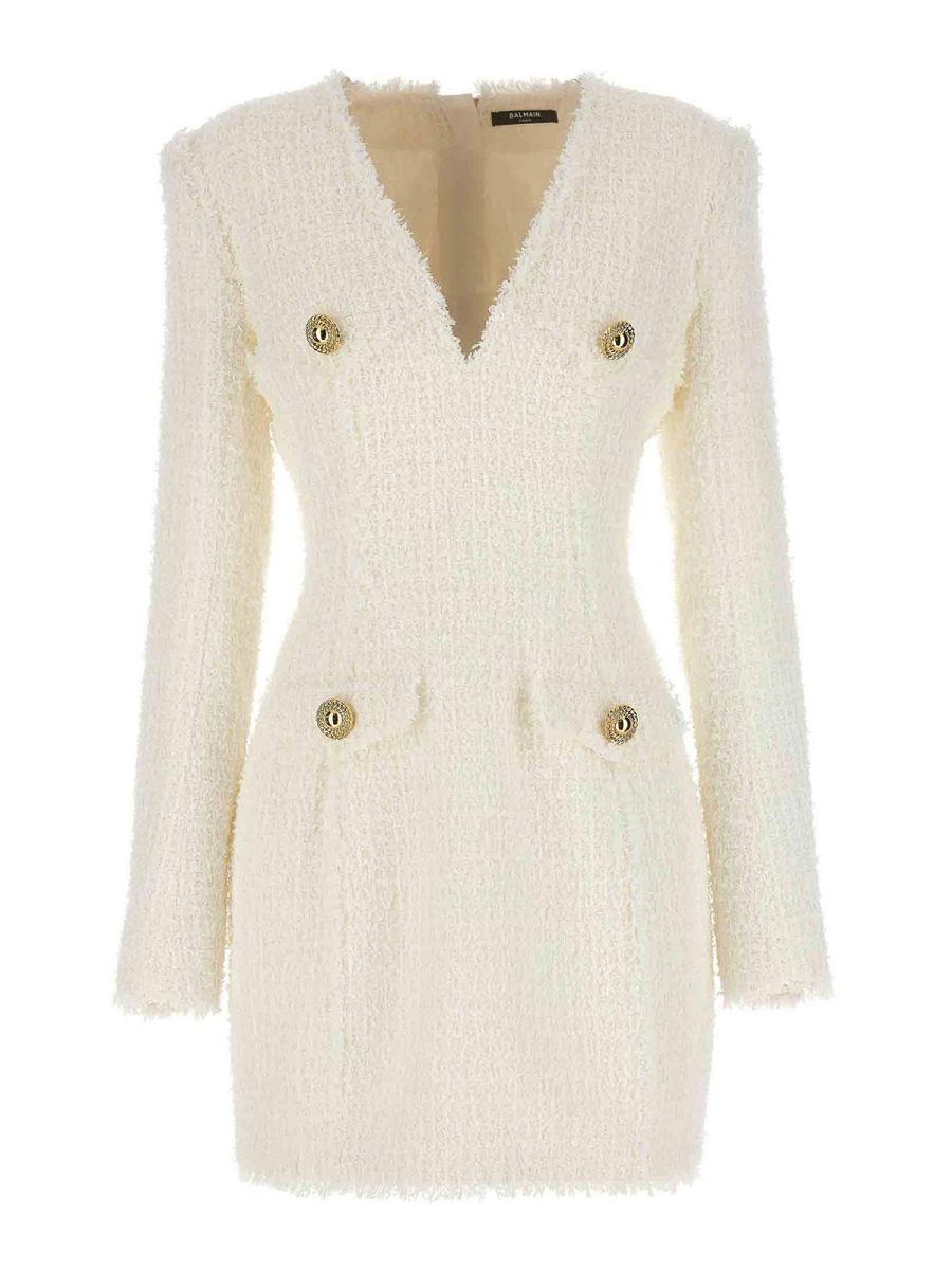 Balmain Robe Au Genou - Blanc
